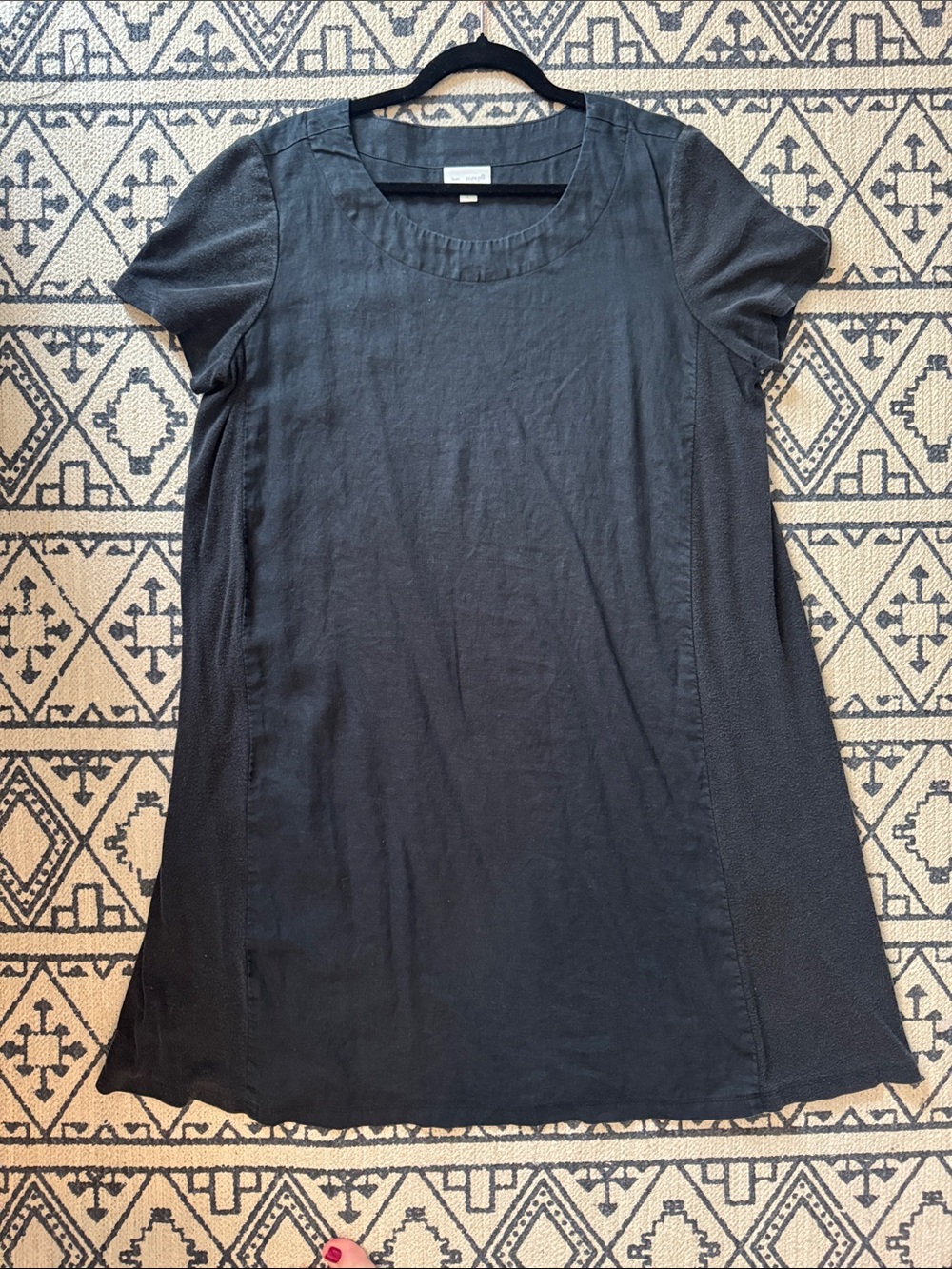 J. Jill Black Linen Scoop Neck Short Sleeve Dress